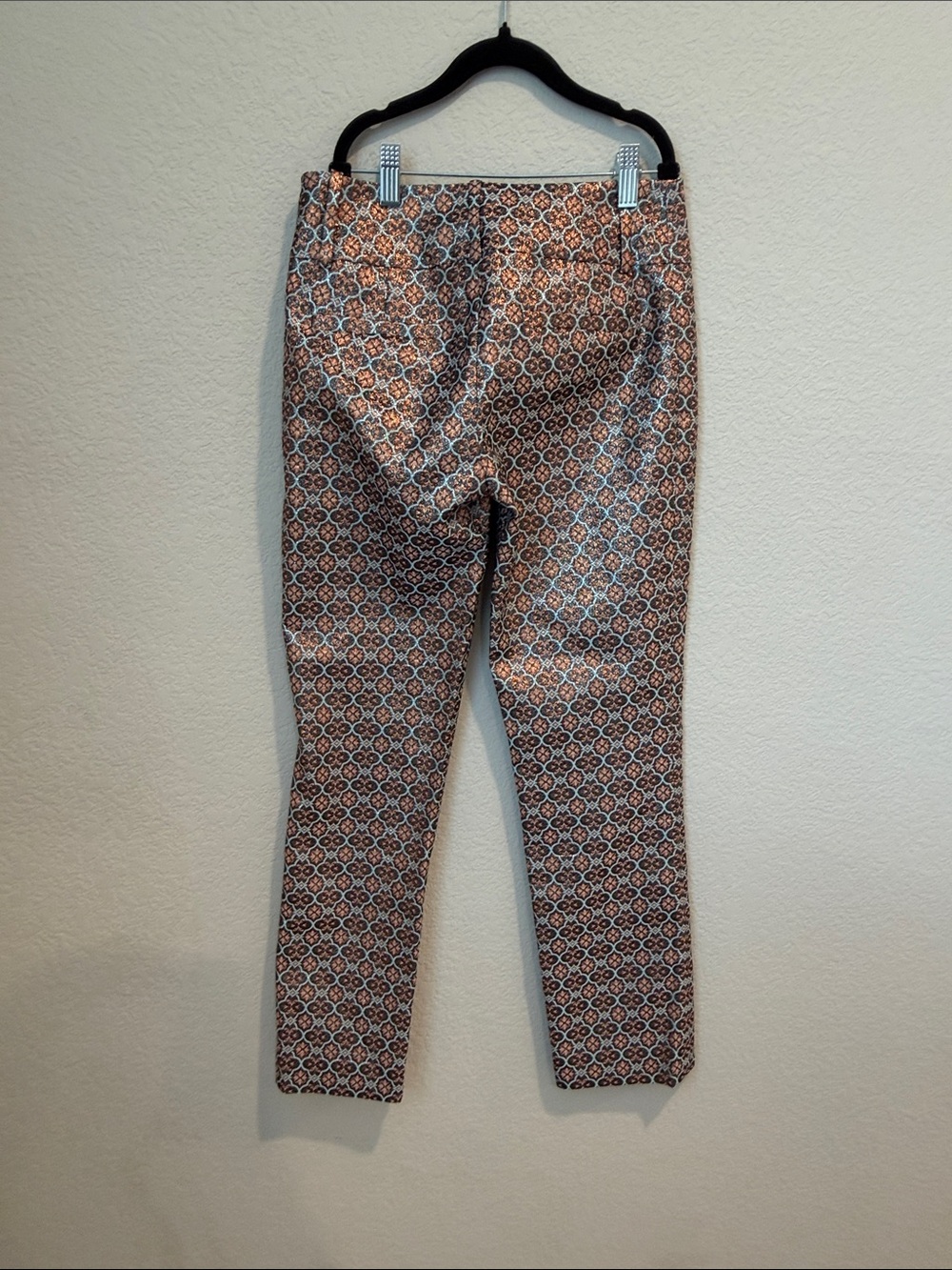 Alice + Olivia Printed Slim Chinos in Brown and Blue - Picture 3 of 7